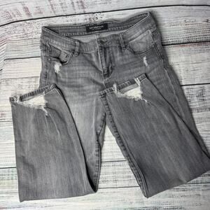 Liverpool Grey Washed Distressed Mom Jeans 6